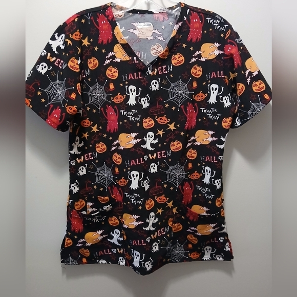Scrubaid Halloween Scrub Top, Medium, Medical - Picture 1 of 7